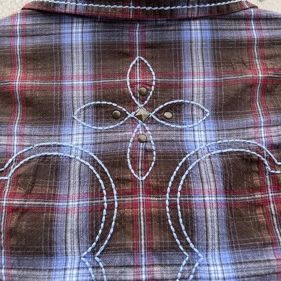 ARIAT Western Rodeo Plaid Embellished Snap Button Dowh Shirt. Size XXL - Picture 5 of 6